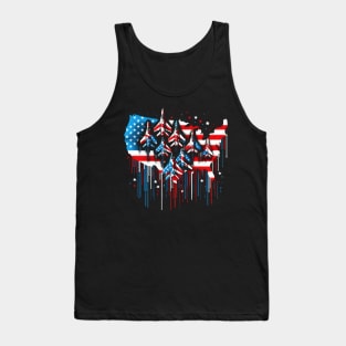 Fighter Jet Airplane American Flag USA Map 4th Of July Tank Top
